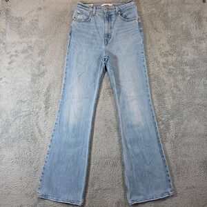Levis 70s High Flare Premium Jeans Womens 26 Blue Light Wash Denim Retro Big E